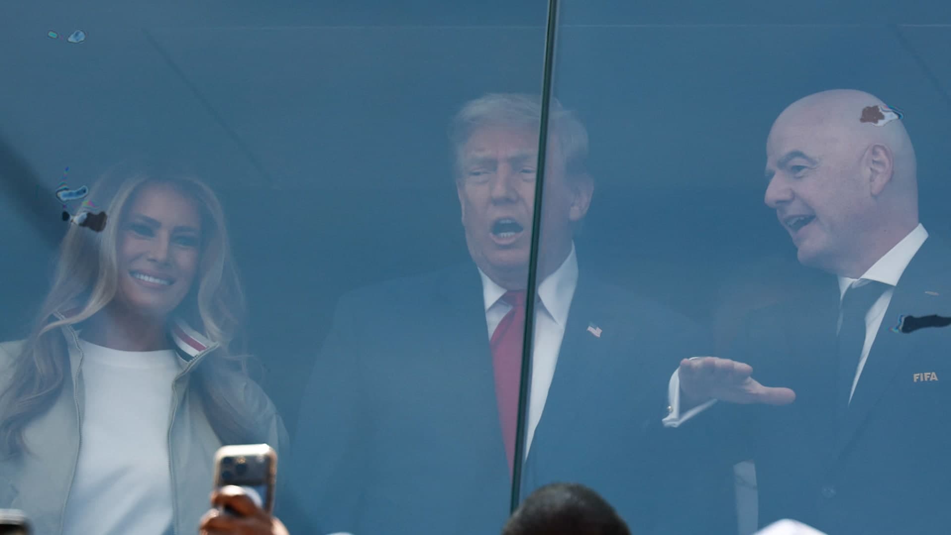 Trump visits World Cup final and touches trophy