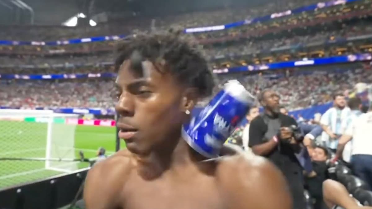 Argentina fans throw cups at IShowSpeed after his celebration of England's goal