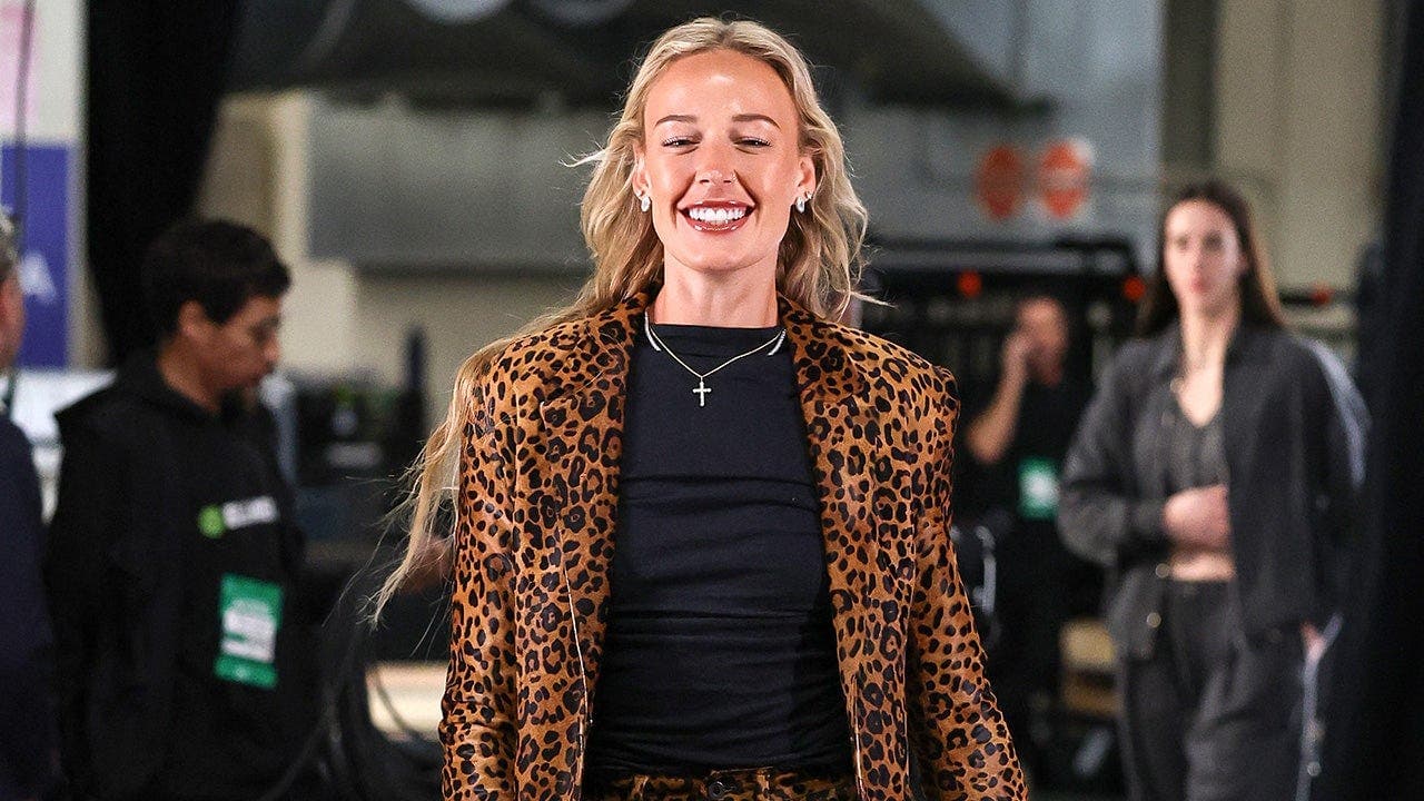 Fever's Sophie Cunningham in cheetah print before playoff